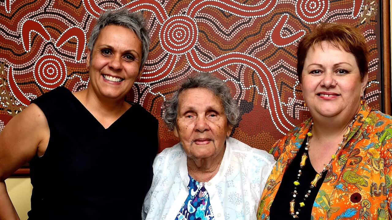 L-to-R: Dr Odette Best, Aunty Ivy Molly Booth and Prof Bronwyn Fredericks