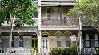 The front of three terrace homes in Sydney