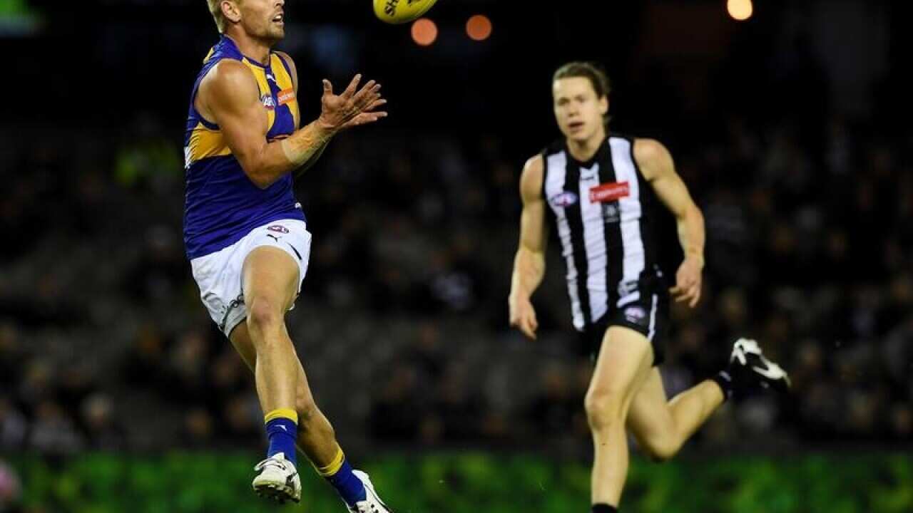 Mark LeCras of the Eagles takes a mark