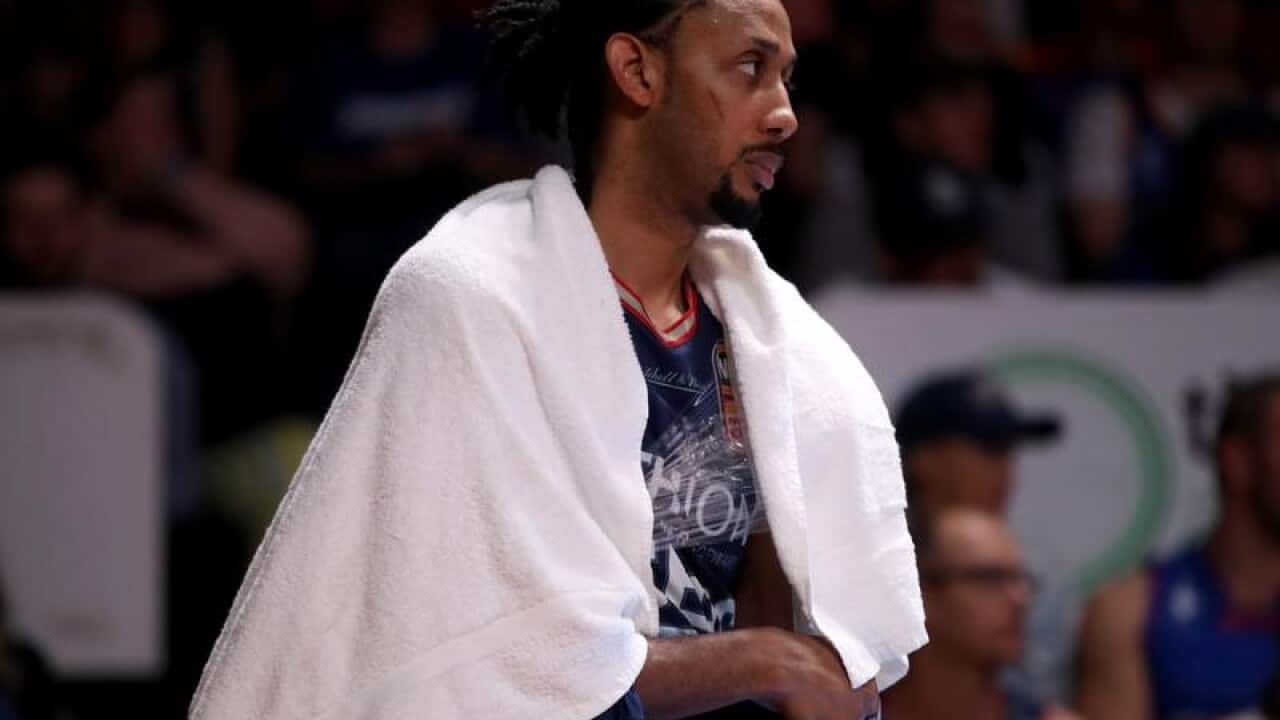 Josh Childress of the Adelaide 36ers comes off the court