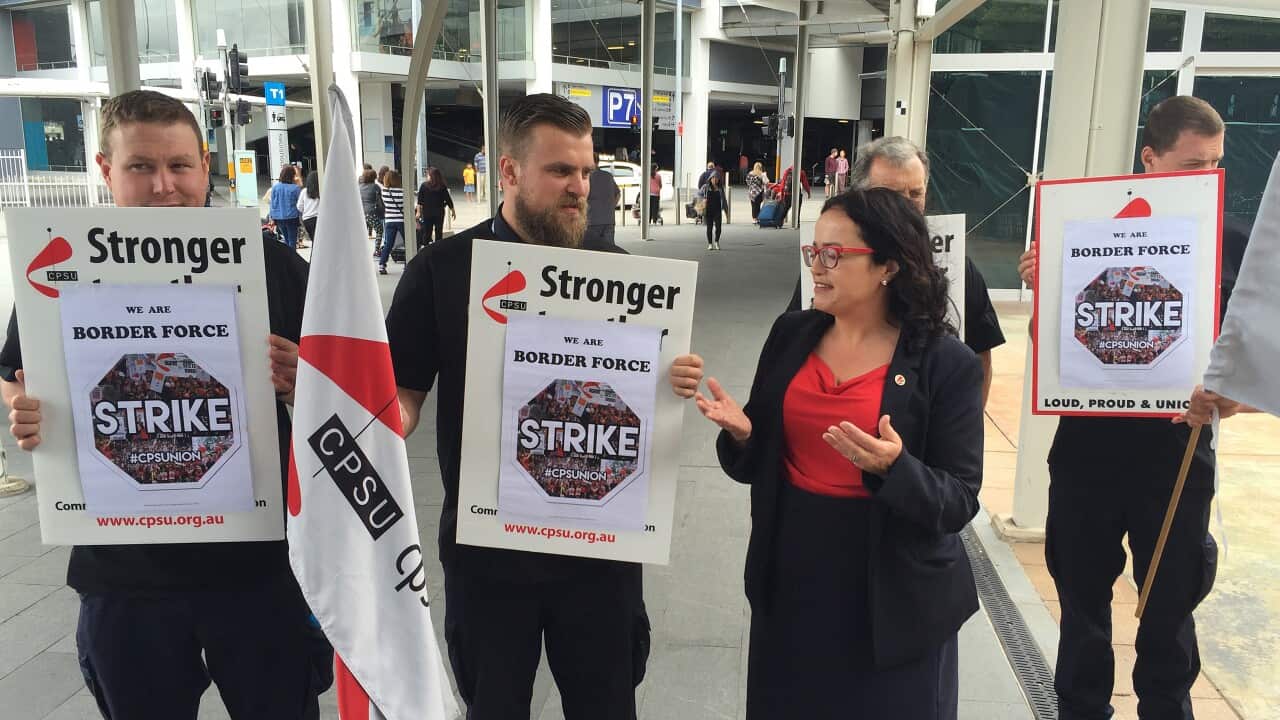 CPSU national secretary Nadine Flood at Sydney Airport