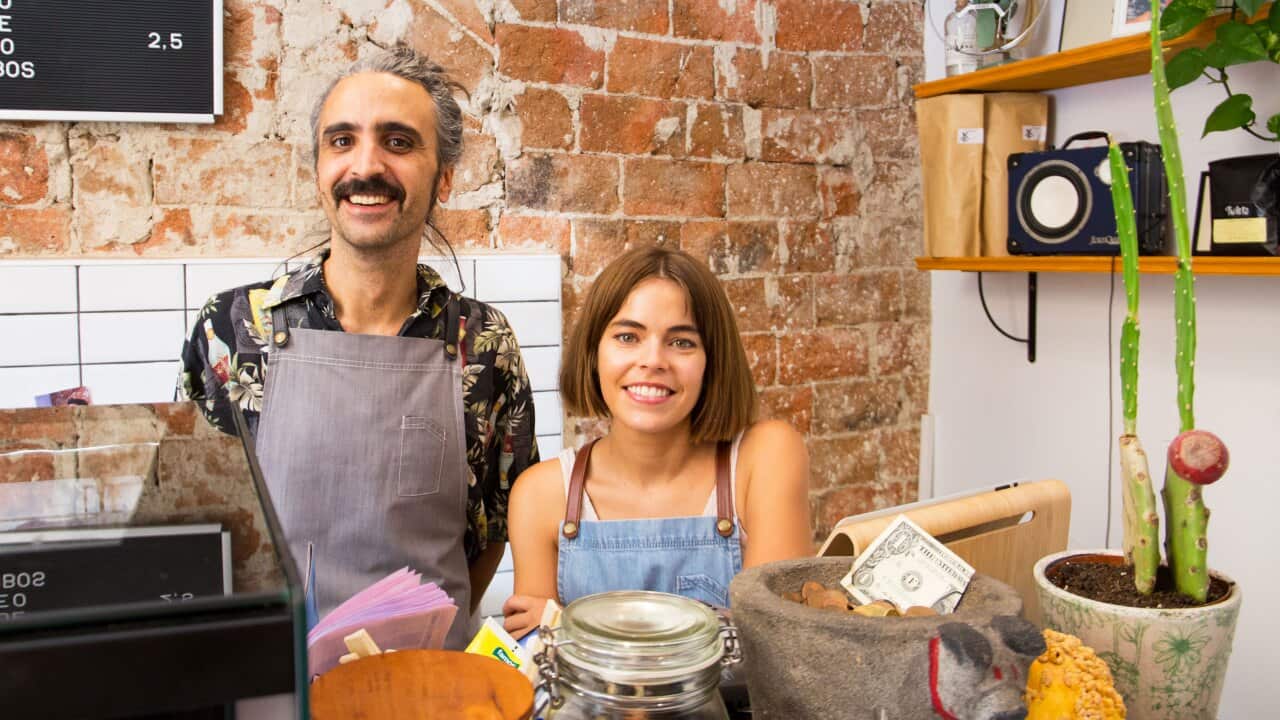 Javier García Tornel and Zoë Erskine, who run Saint Georges Cafe in Madrid.