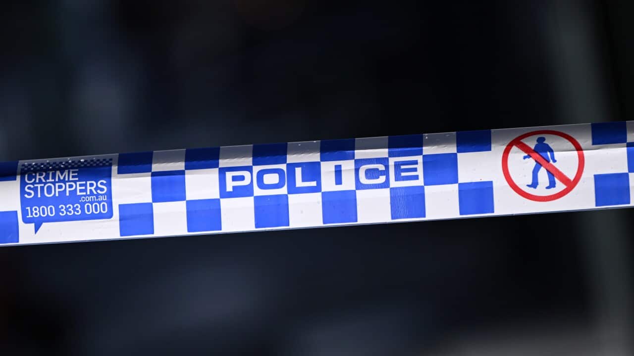 Victoria Police tape restricts access to a crime scene in Melbourne