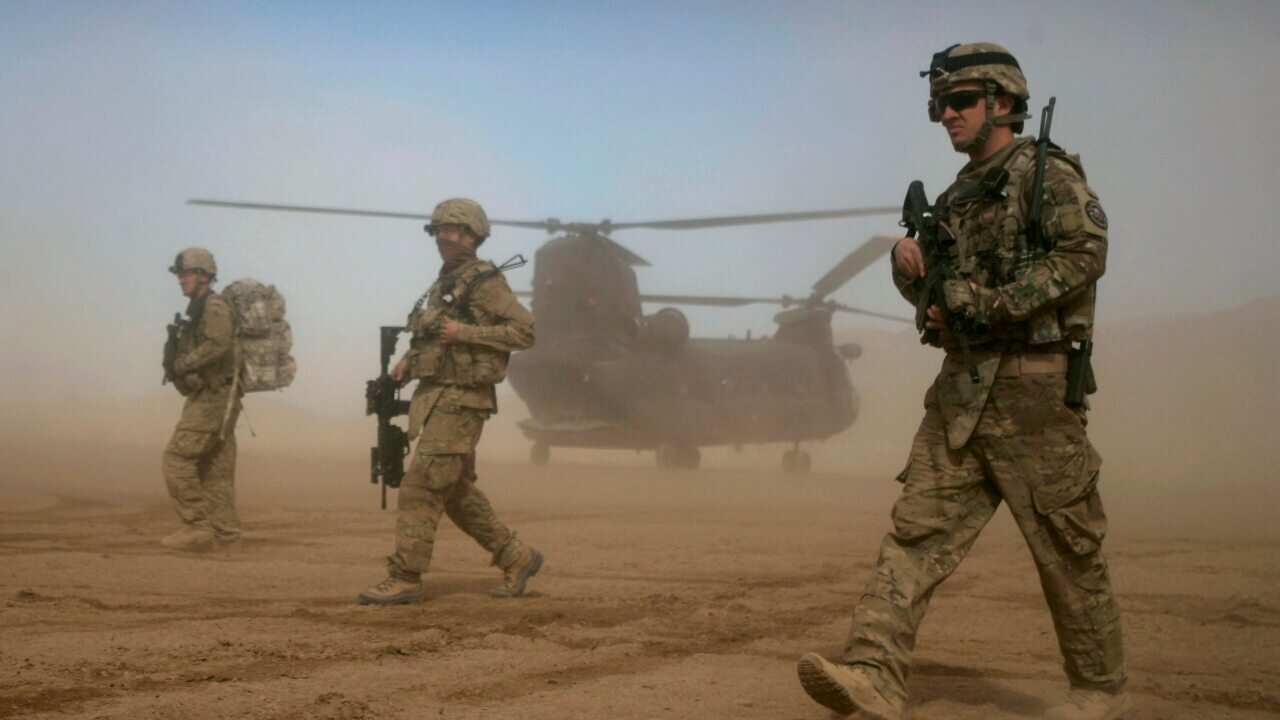 US soldiers on patrol west of Kabul, Afghanistan on January 28, 2012