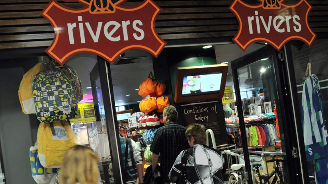 Shoppers enter a Rivers store in Melbourne