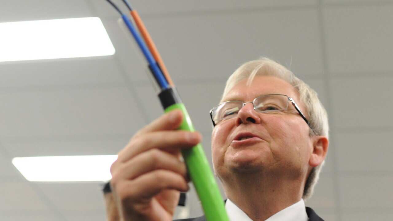 Kevin Rudd and fibre optic cable