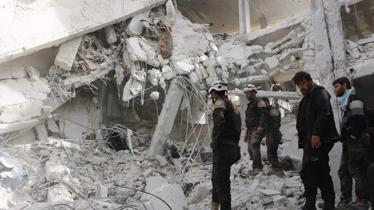 Damage from an airstrike in Idlib.