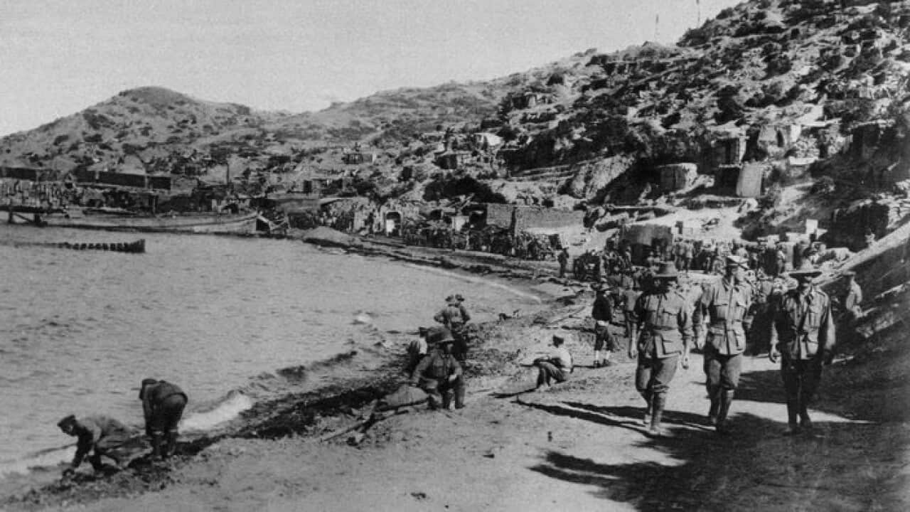 This view shows Anzac Cove which was the base for the Australian and New Zealand troops at Gallipoli.