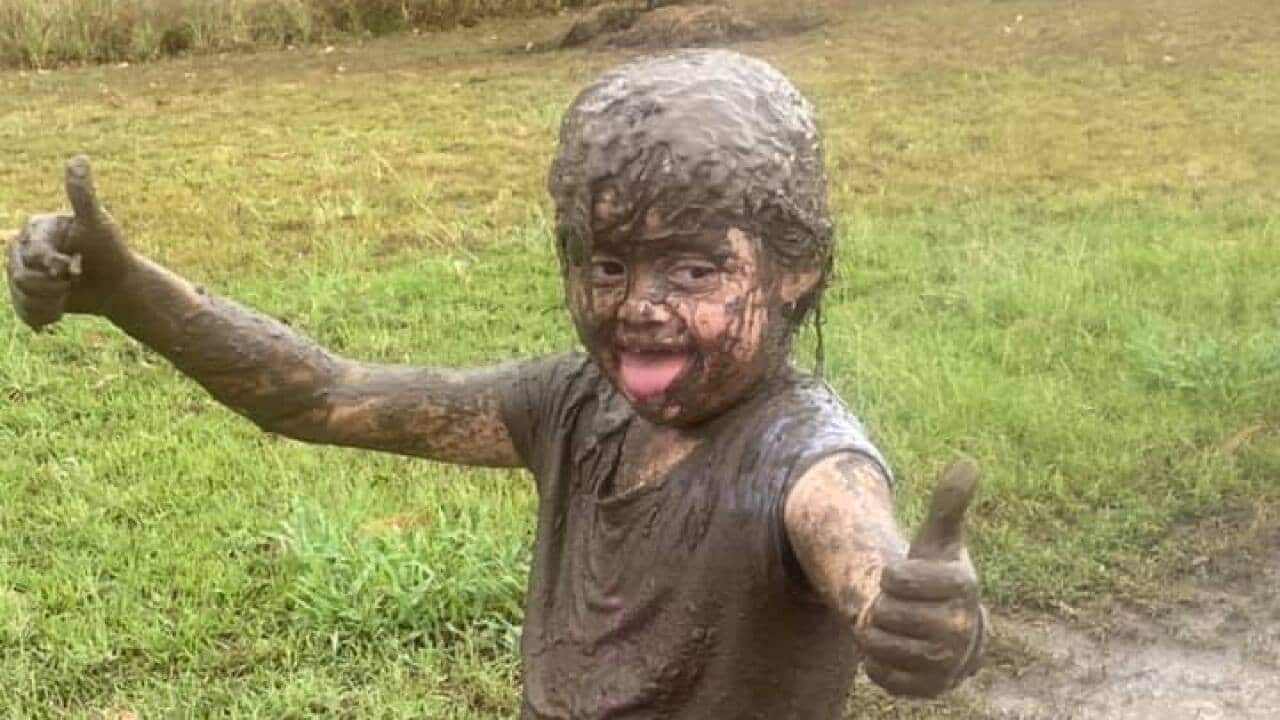 Best way to celebrate rain is a mud fight!