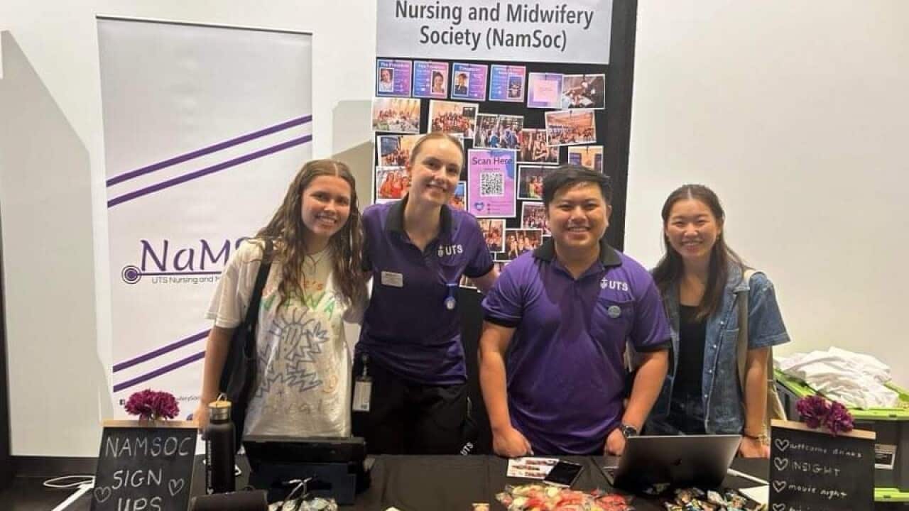 Olivia Stokes (second from the left) with other members of the UTS Nursing and Midwifery Society