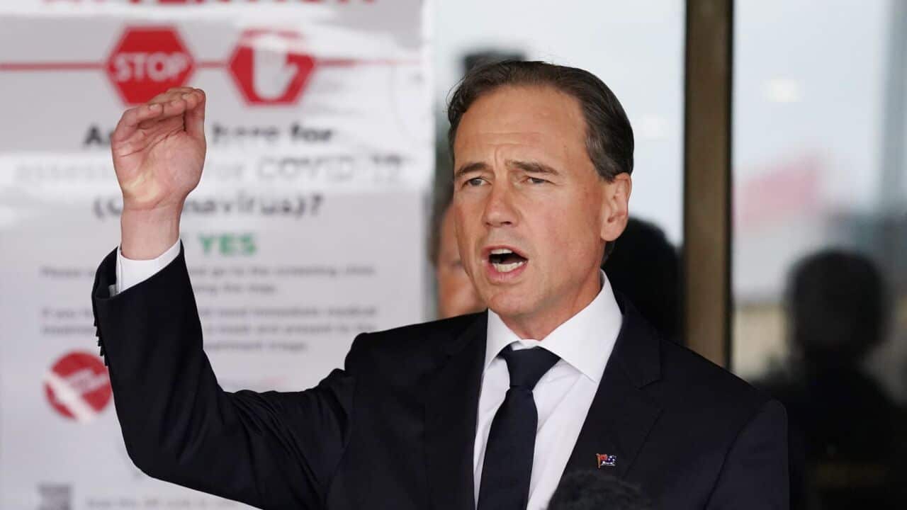 Health Minister Greg Hunt at a press conference at Frankston Hospital in Melbourne