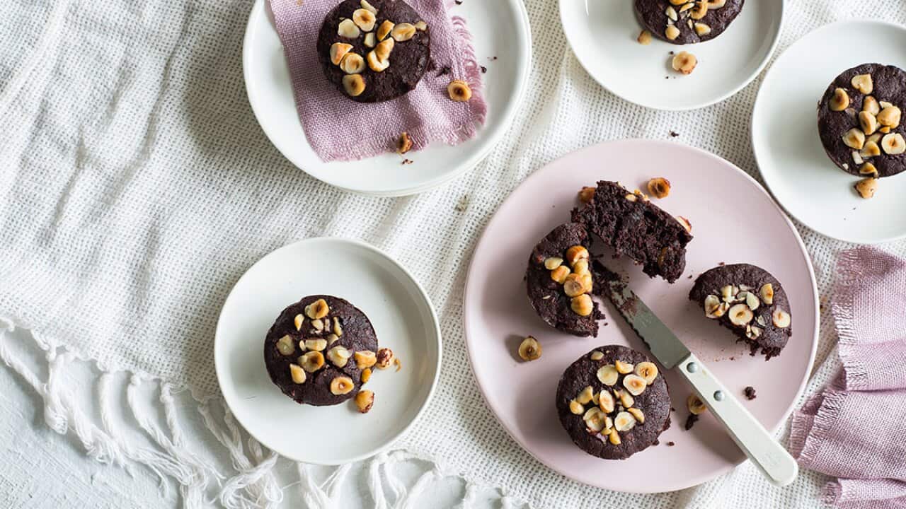 Gluten-free beetroot, hazelnut and orange brownies