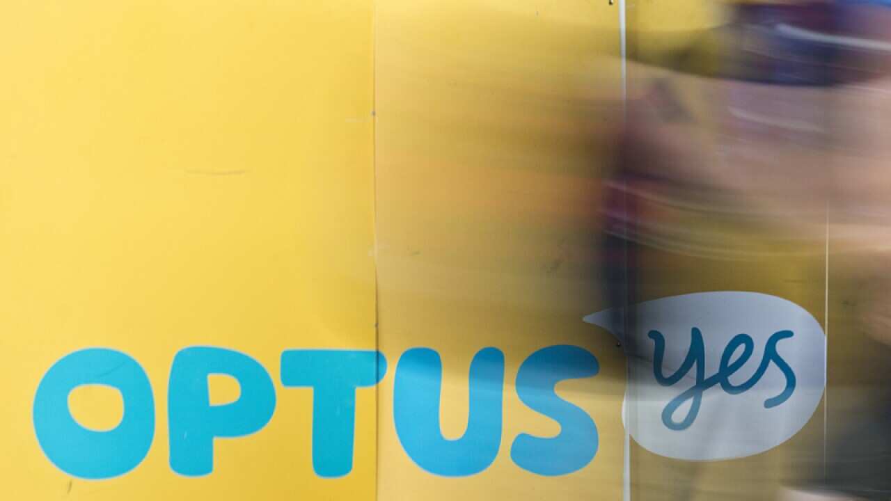 An Optus sign.