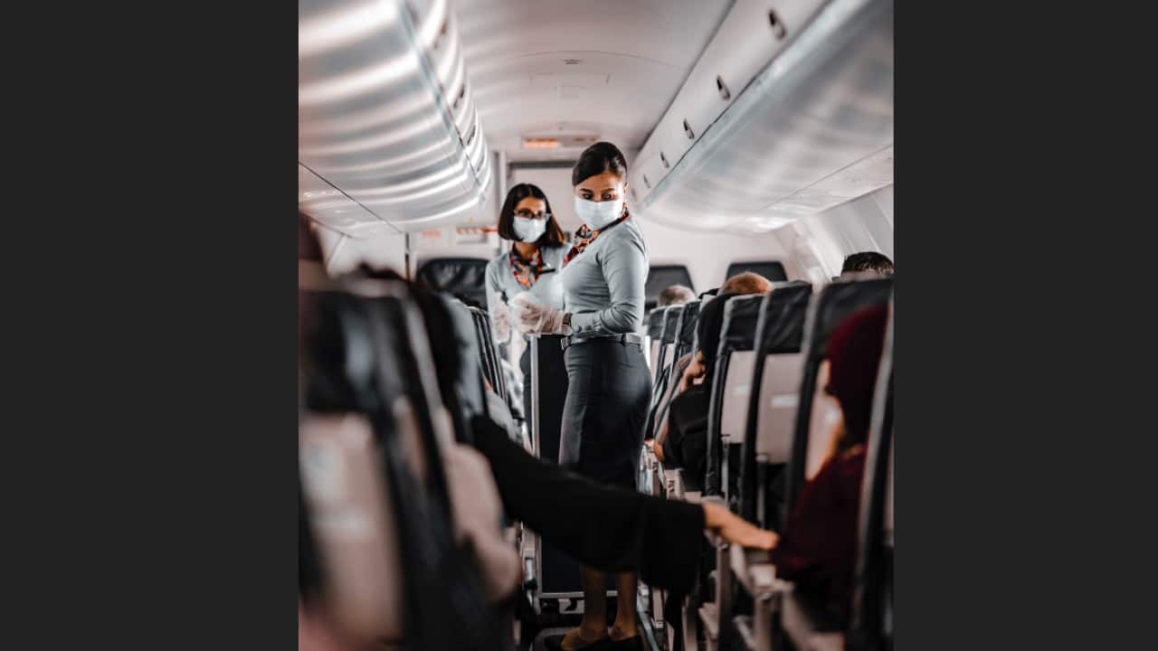 flight attendants with mask