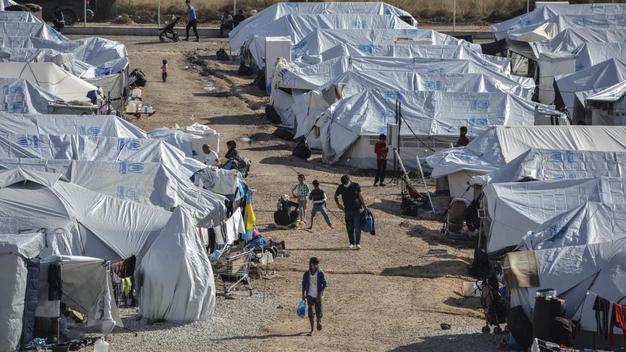The Kara Tepe refugee camp, on the Aegean island of Lesbos, Greece