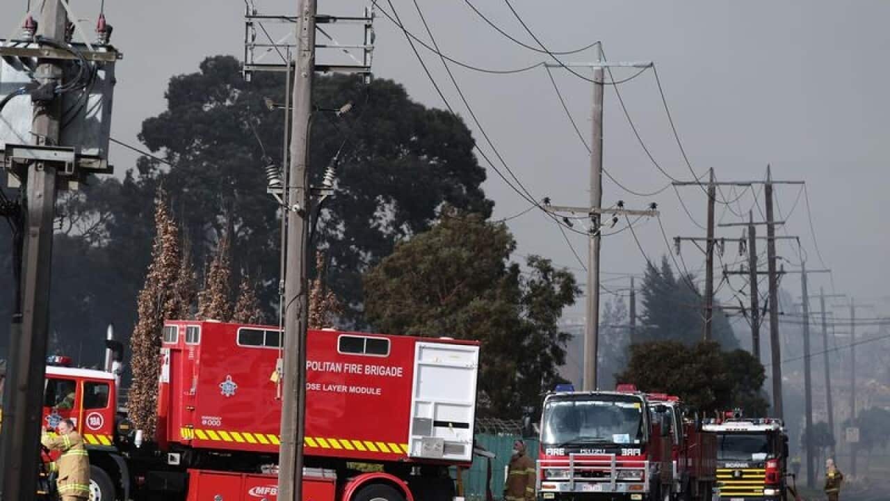 Fire crews at Coolaroo Recycling Centre in Melbourne