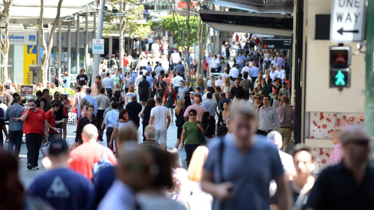 Shoppers at Queen St Mall in Brisbane