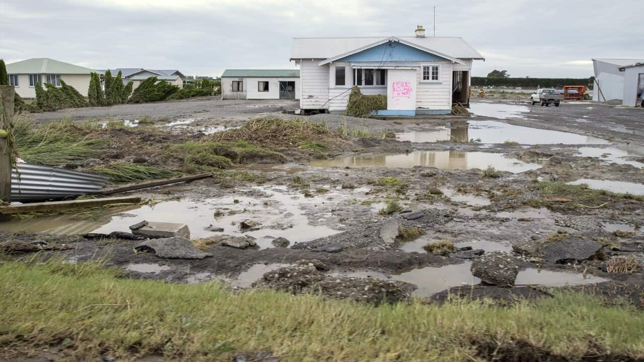 A house surrounded by floodwater
