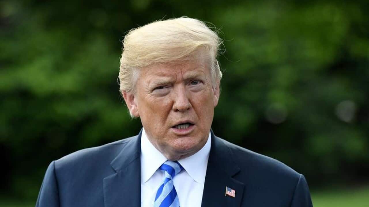 US President Donald Trump on the lawns of the White House.