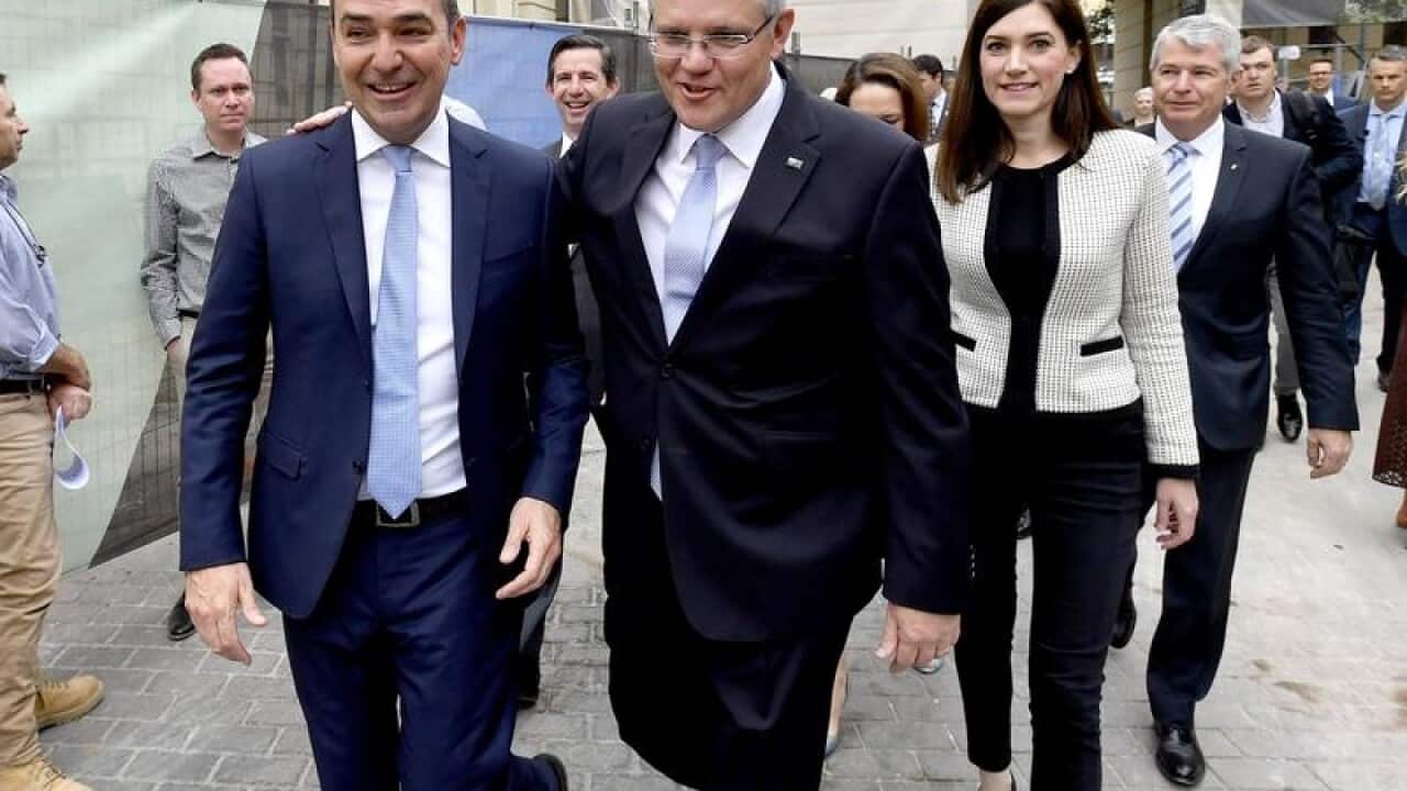 Prime Minister Scott Morrison (right) with Steven Marshall