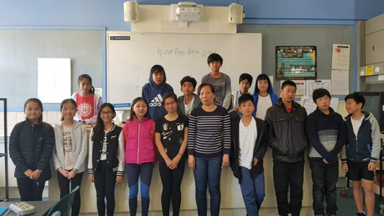 Teacher Rany Bun and her Khmer language class students at VSL Westall