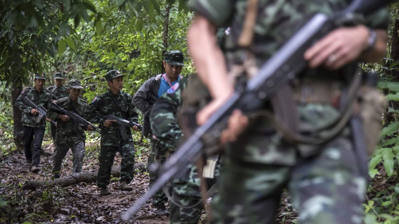 Soldiers from the Karen National Liberation Army (KNLA), the
