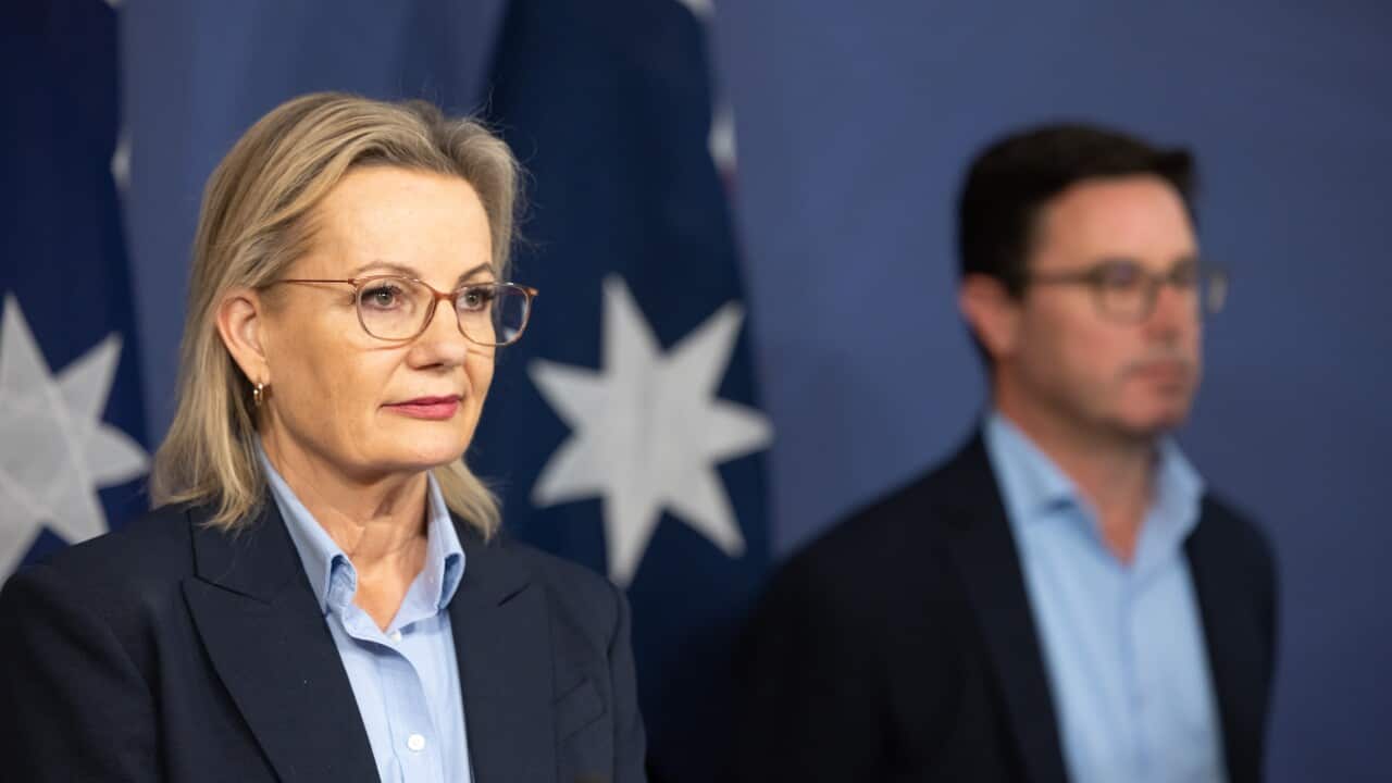 Opposition leader Sussan Ley with Nationals leader David Littleproud