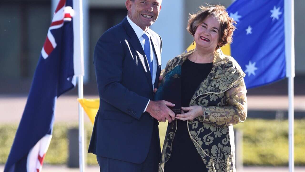 Tony Abbott and Jackie French, 2015 Senior Australian of the Year