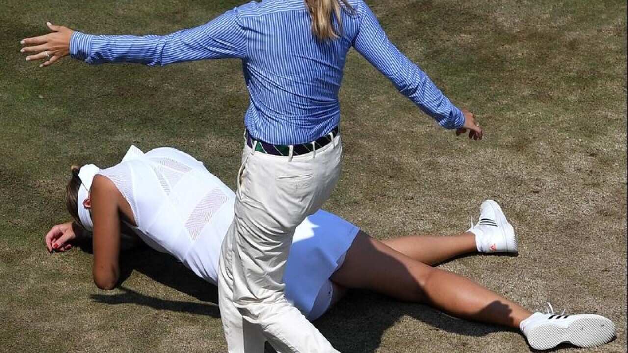 A prone Kristina Mladenovic.
