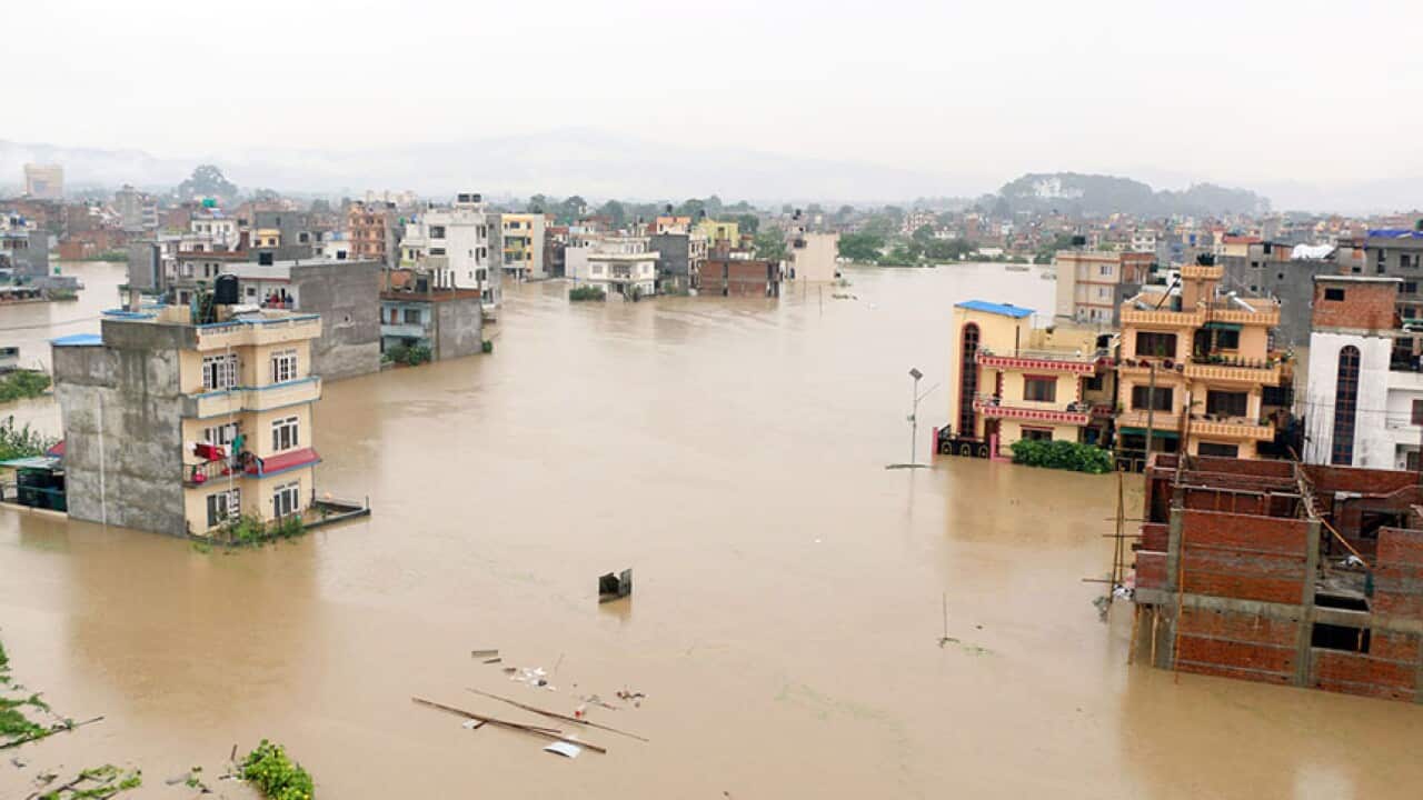 Flash floods in Bhaktapur, Nepal after heavy rainfall. 11 June 2018.