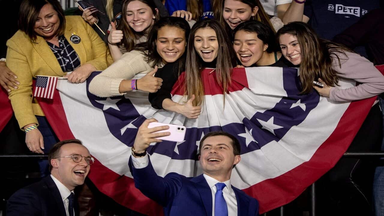Pete Buttigieg and supporters in Iowa.