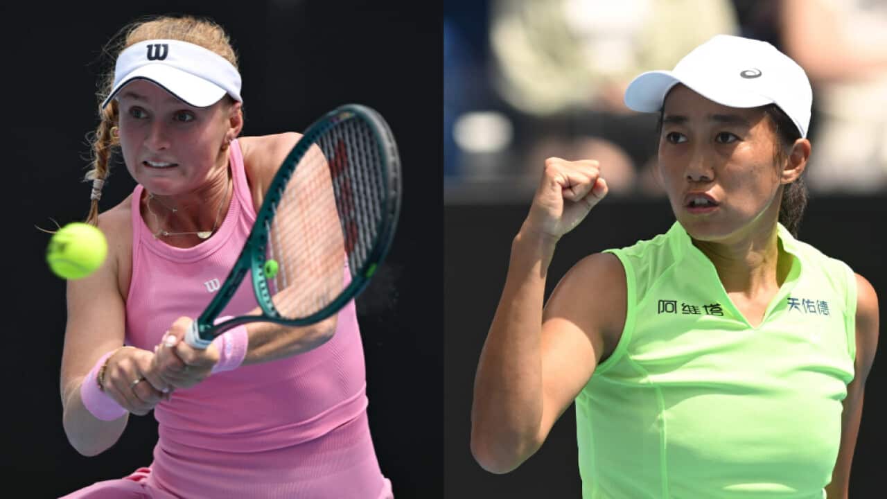 Shuai Zhang of China reacts during the Women’s 1st round match against Taylah Preston of Australia on day 3 of the 2026 Australian Open tennis tournament at Melbourne Park in Melbourne, Tuesday, January 20, 2026..png