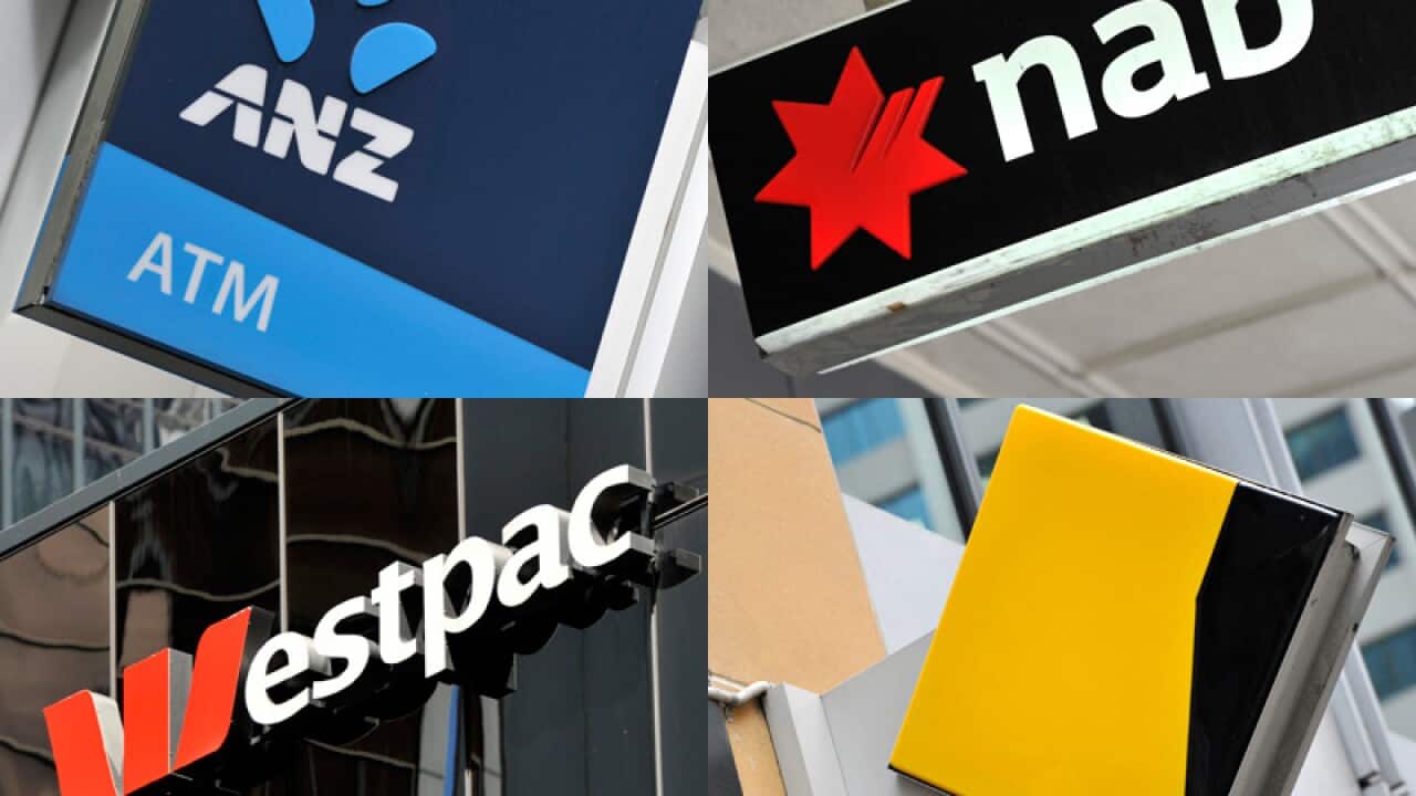A composite image of signage of Australia's 'big four' banks