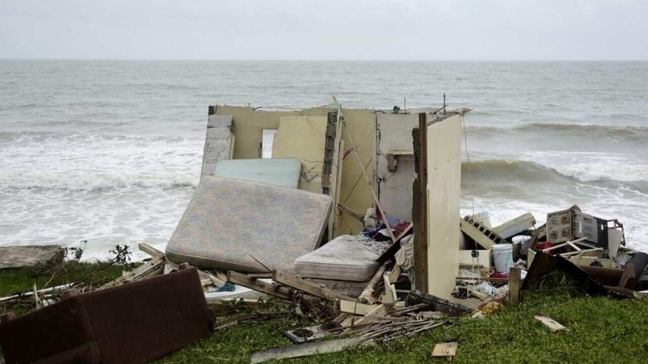 A completely ruined house in the El Negro community in Puerto Rico