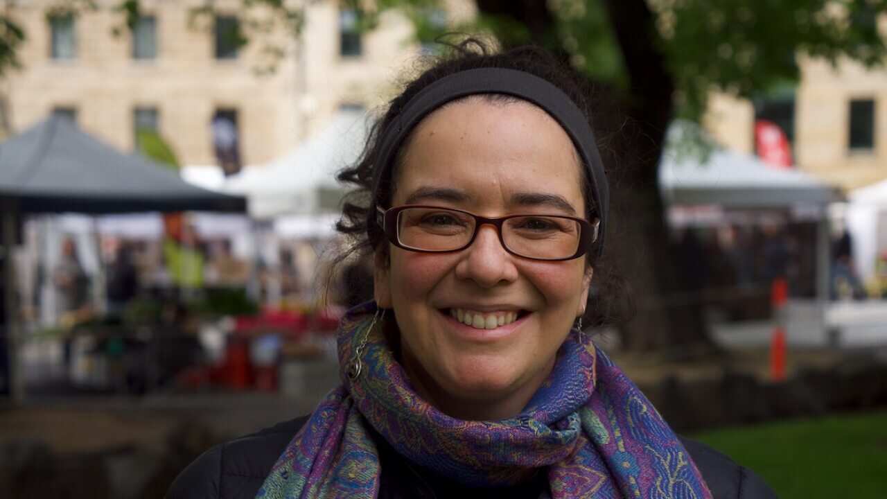 Joana Cubillos runs an empanada stand at the Salamanca Markets.