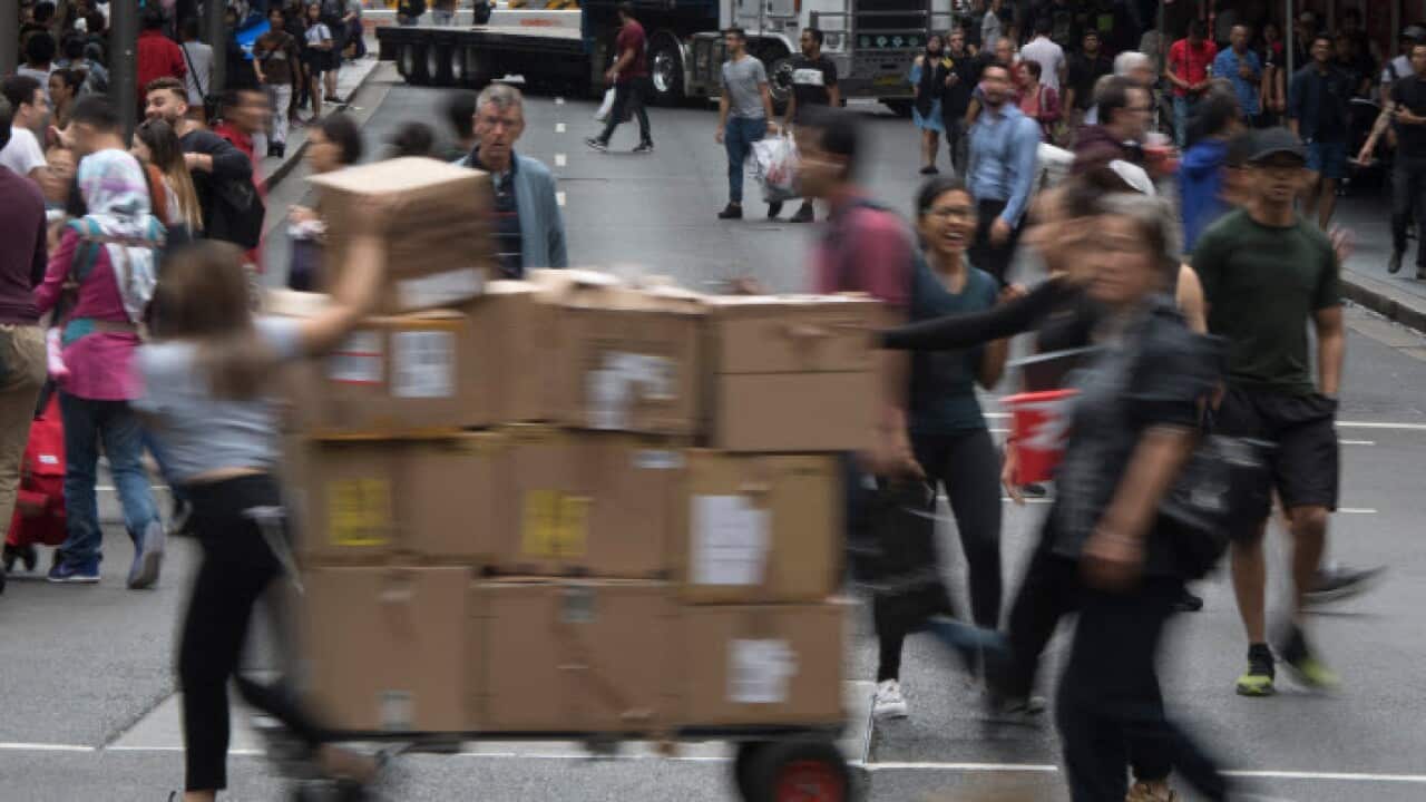 Boxing Day sales in the CBD in Sydney