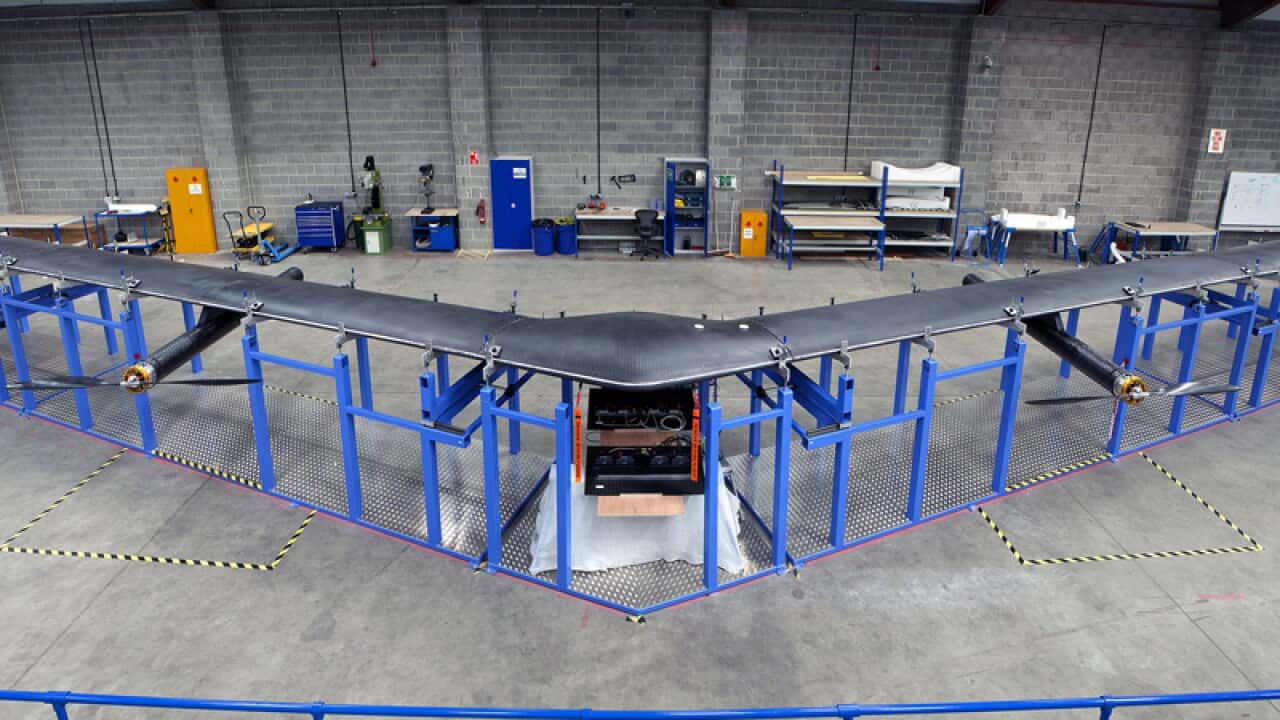 The unmanned aircraft Aquila, belonging to Facebook