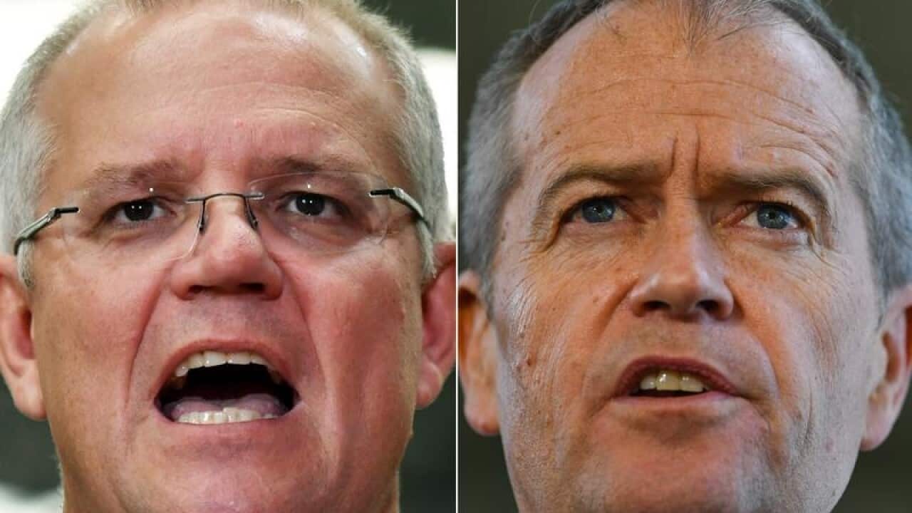 composite image: Scott Morrison and Bill Shorten