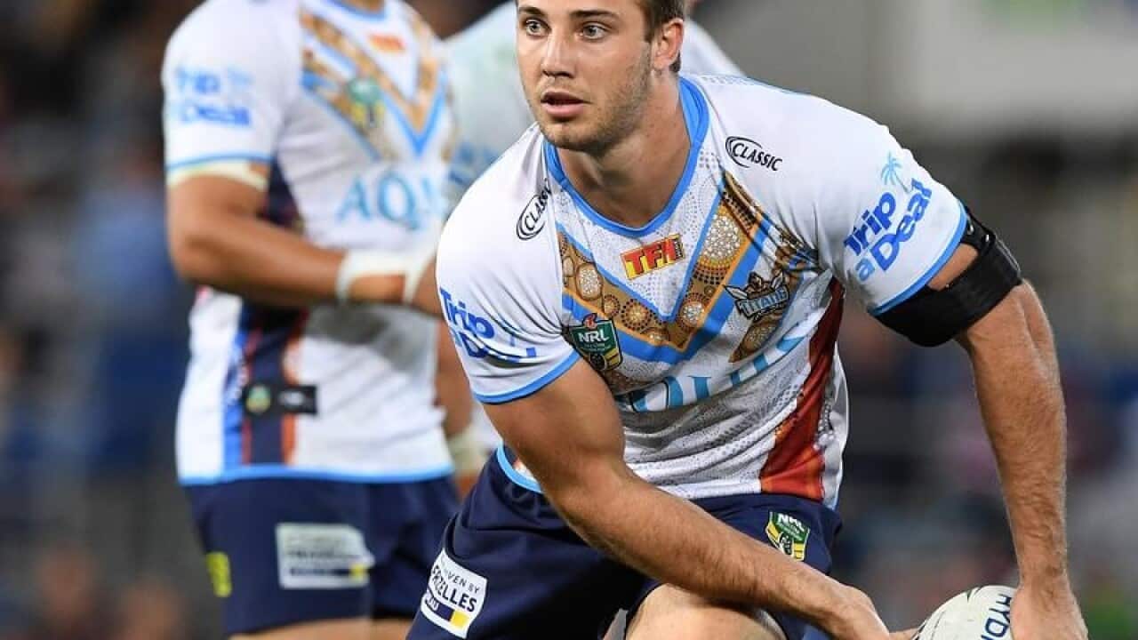 A file image of Titans player Karl Lawton in action on the Gold Coast.