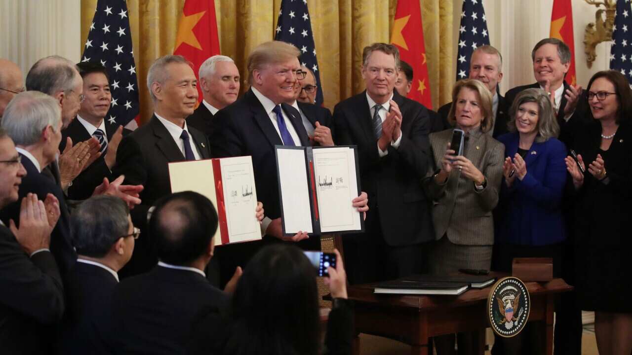 US President Donald Trump (right) and Chinese Vice Premier Liu He