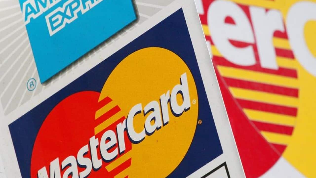 Signs for MasterCard and American Express.