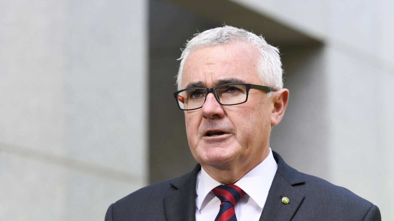 Independent MP Andrew Wilkie speaks during a press conference at Parliament House in Canberra on February 28, 2018