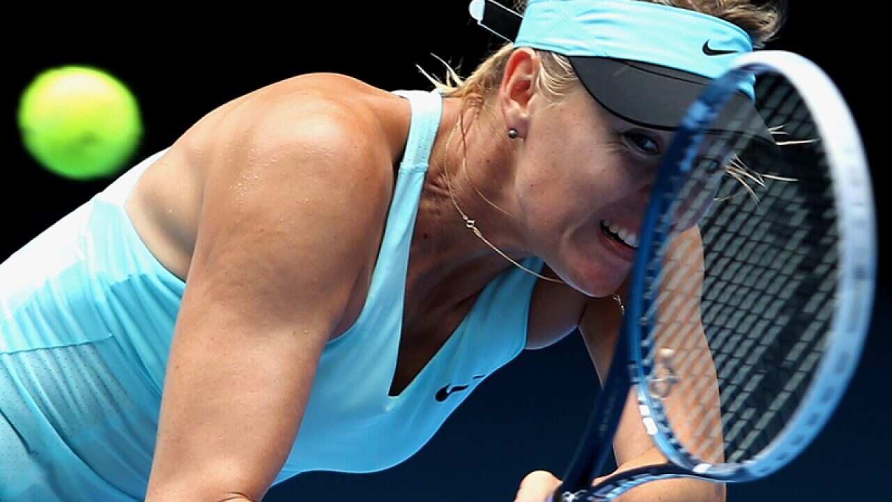 Maria Sharapova in action against Australia