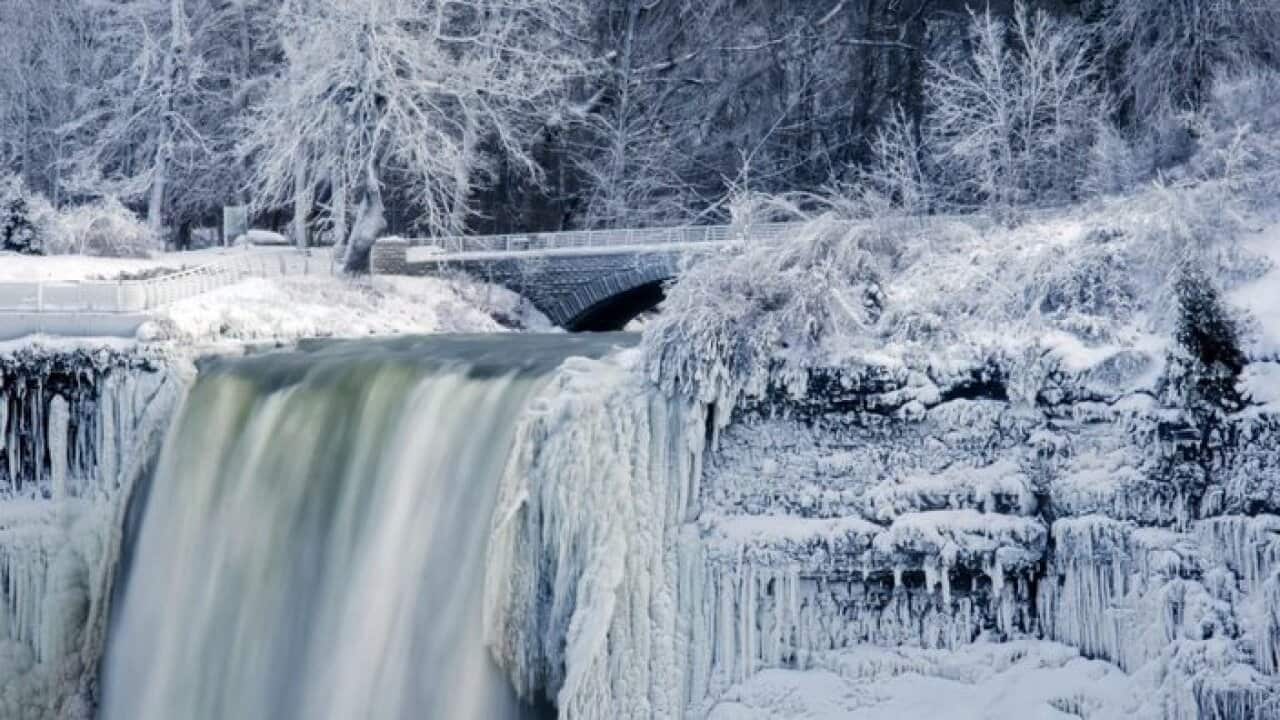 Niaraga Falls in “bomb cyclone”