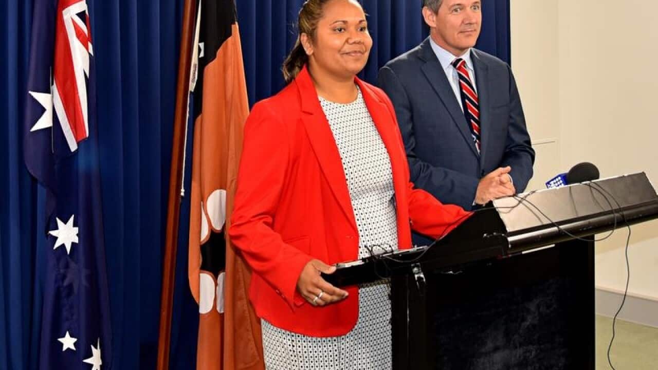 Labor MP Selena Uibo, alongside NT Chief Minister Michael Gunner.