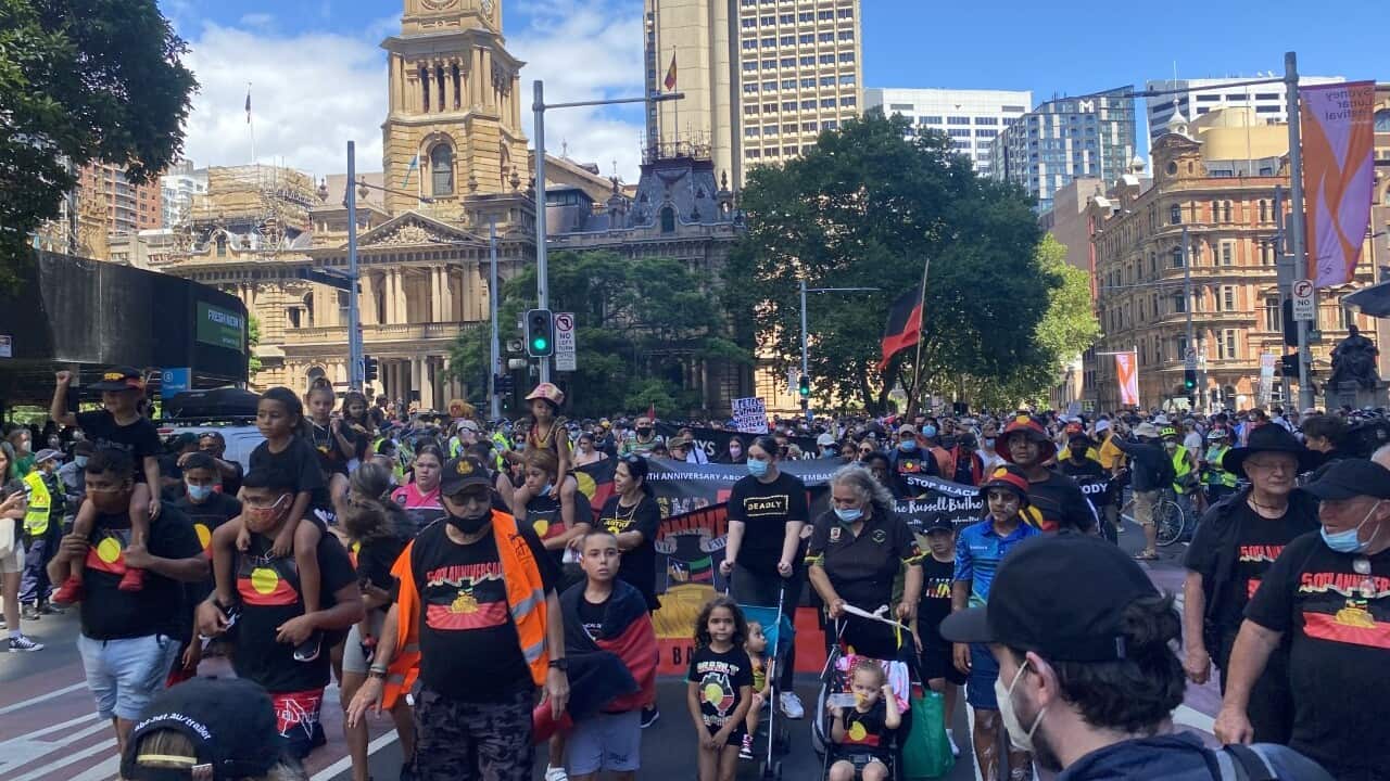 The Invasion Day rally in Sydney's CBD