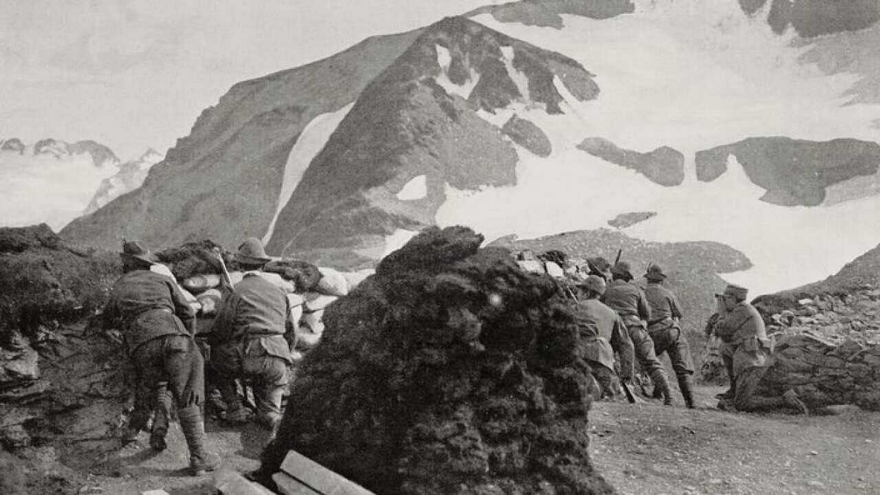 Alpini trench in high mountains, Italy
