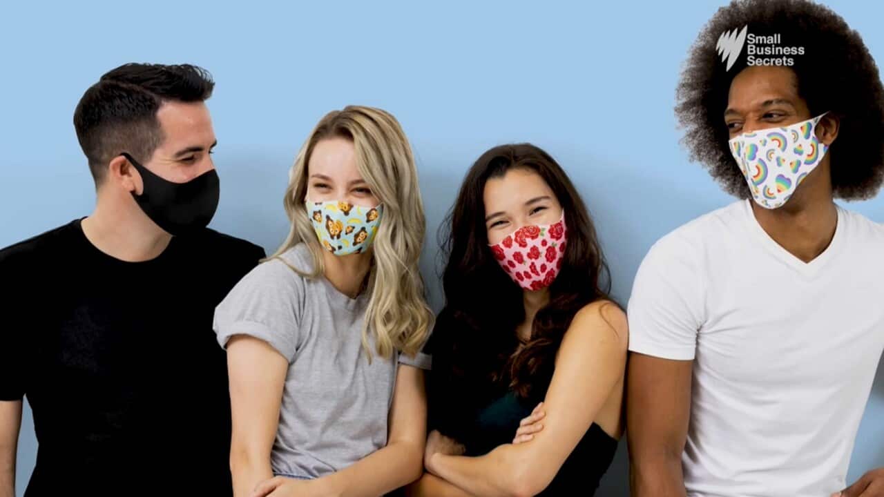 Singer Clare Lyon’s masks (SBS)