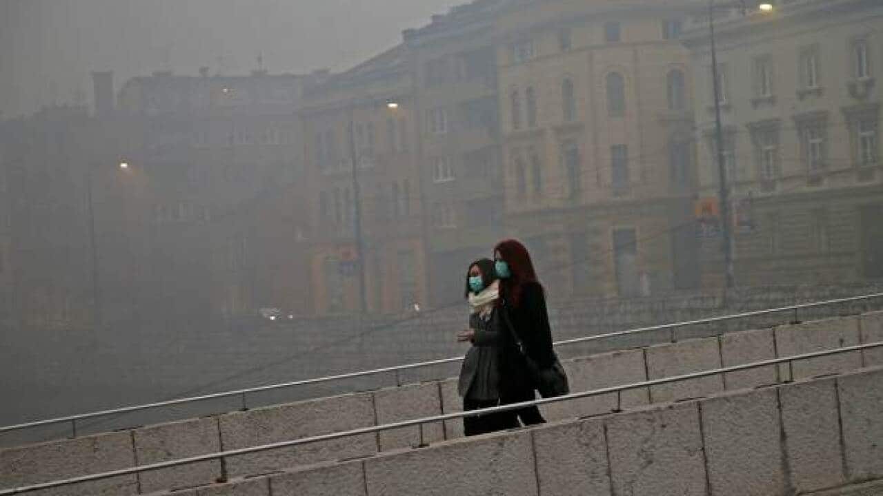 Smog in capital of Bosnia and Herzegovina, Sarajevo