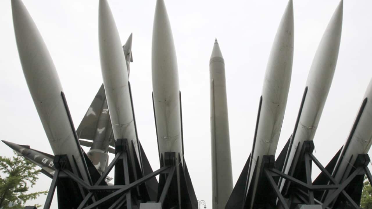 A North Korean mock Scud-B missile in Seoul